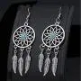 lauhonmin 3pcs Women Retro Silver Turquoise Feather Dream Catcher Pendant Necklace Earrings Set Family Friend Gift lauhonmin 3pcs Women Retro Silver Turquoise Feather Dream Catcher Pendant Necklace Earrings Set Family Friend Gift