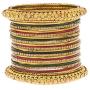 Efulgenz Boho Vintage Antique Gypsy Tribal Indian Oxidized Gold Plated Crystal Bracelets Bangle Set Jewelry