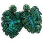 Dark Green Tropical Sequin Palm Leaves Dangle Earrings for Women Sparkle Leaf Drop Earring Statement Jewelry Hawaii Destination Wedding