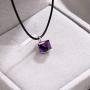 Cat Eye Jewels Swarovski Elements Crystal Black Leather Choker Square Cube Pendant Necklace for Women Girls