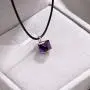Cat Eye Jewels Swarovski Elements Crystal Black Leather Choker Square Cube Pendant Necklace for Women Girls