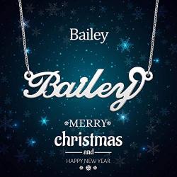 LuxglitterLin Name Necklace Personalized Script Initial Custom Made Stainless Steel Pendant Jewelry for Women