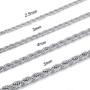 LOYALLOOK 2.5-5MM Twist Rope Chain Stainless Steel Necklace 16-32 Inches Men Women Jewelry, Silver Tone