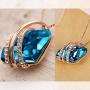 EMESLY 18K Rose Gold Plated Necklace/Earrings; Embellished with Premium Crystals, Nickel & Lead Free, Hypoallergenic Long Lasting Finish; Perfect Jewelry Gift for Women & Girls