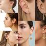 7 Pairs Huggie Dangle Hoop Earrings Set for Women Teen Girls Charm Heart Crystal Rose Tiny Cross Huggie Drop Dangle Earrings Set Jewelry
