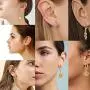 7 Pairs Huggie Dangle Hoop Earrings Set for Women Teen Girls Charm Heart Crystal Rose Tiny Cross Huggie Drop Dangle Earrings Set Jewelry