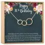 Dear Ava 30th Birthday Gift Necklace - Necklace has 3 Asymmetrical Interlocking Circles and Comes in Rose Gold Plated Brass Dear Ava 30th Birthday Gift Necklace - Necklace has 3 Asymmetrical Interlocking Circles and Comes in Rose Gold Plated Brass