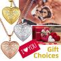 GOLDCHIC JEWELRY Heart Locket Necklace,18K Gold Plated/Platinum Plated/Rose Gold Flower/Tree of Life Memorial Photo Locket Necklace with Picture with 20”+2” Chain,with Gift Box