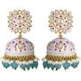 Aheli Ethnic Wedding Wear Floral Designed Enamel Jhumki Drop Dangle Earrings Indian Fashion Jewelry for Women