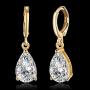 Gold Teardrop Drop Dangle Earrings For Women Bridesmaids Sensitive Ears Wedding Cubic Zirconia Fashion Leverback Diamond Hoop Hypoallergenic Crystal Clear Purple/Amethyst