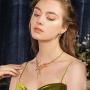VIENNOIS Necklace Earrings Set for Women Two Tone Pendant Choker Jewelry for Evening Party Prom