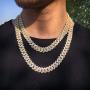 Luxfine 12mm Iced Out Cuban Link Chain 14K REAL Gold Plated Hypoallergenic Hip Hop Jewelry 5A+ Cubic Zirconia Prong-setting Necklace for Men Women Choker Christmas Birthday Gift