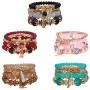 NSLS 5 Sets Boho Bracelets for Women Multilayer Stackable Sparkly Crystal Beaded Stretch Bracelets Set for Teen Girls Bead Bracelet Jewelry Set