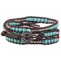 KELITCH Turquoise Mother of Pearl Silver Mix Beaded 3 Wrap Bracelet Handmade New Cuff Jewelry