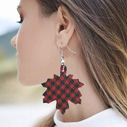 Fall Leather Earrings Buffalo Plaid Earrings for Women Pumpkin Sunflower Maple Leaves Acorn Autumn Jewelry Thanksgiving Accessory for Women Girls 16 PCS