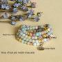 Bivei 108 Mala Beads Bracelet - Genuine Gemstone Mala Prayer Beads Lotus Charm Meditation Necklace