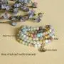Bivei 108 Mala Beads Bracelet - Genuine Gemstone Mala Prayer Beads Lotus Charm Meditation Necklace