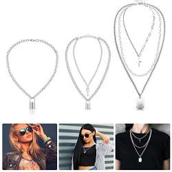 9 Pieces Punk Layered Eboy Necklace Jeans Wallet Pants Chain Earring Set