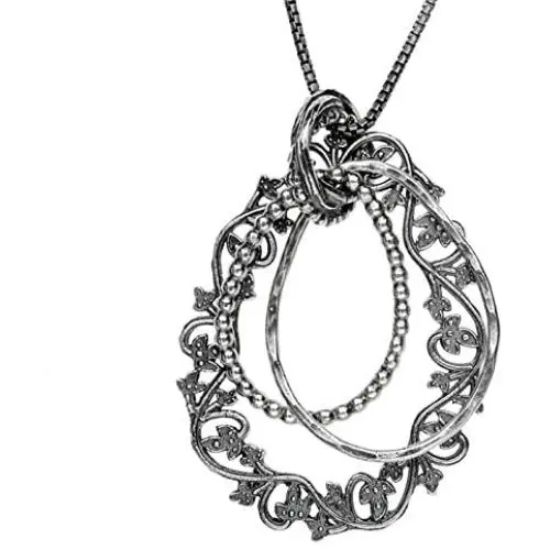PZ Paz Creations 925 Sterling Silver Lace Drop Necklace, Made in Israel PZ Paz Creations 925 Sterling Silver Lace Drop Necklace, Made in Israel