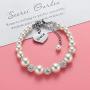 Charm Bracelet for Girls, Handmade Bracelets Charm Heart Pendant Rhinestone Crystal Balls Faux Pearls Jewelry Gifts for Daughter Niece Flower Girl, Beads Bracelet Jewelry for Granddaughter Sister