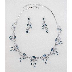 Faship Gorgeous Rhinestone Crystal Floral Necklace Earrings Set