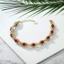 Gem Stone King 12.62 Ct Oval Red Created Ruby 18K Yellow Gold Plated Silver 7 Inch Bracelet With 1 Inch Extender 7 inch with 1 inch Extender