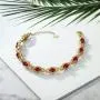 Gem Stone King 12.62 Ct Oval Red Created Ruby 18K Yellow Gold Plated Silver 7 Inch Bracelet With 1 Inch Extender 7 inch with 1 inch Extender