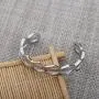 Zuo Bao Grooved Hair Tie Bracelet Stainless Steel Hollow Groove Cuff Bracelets Rubber Band Holder Bangle for Women