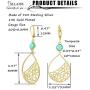 Sllaiss 14k Gold Plated Leaf Teardrop Earrings for Women 925 Sterling Silver Leverback Earrings Turquoise Filigree Drop Dangle Earrings Dainty Fine Jewelry Gift