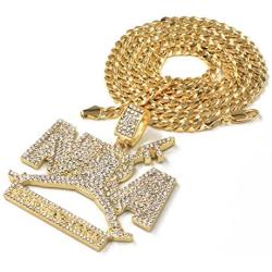 Raonhazae Hip hop Iced Out Never Broke Again (NBA) Pendant w/ 5mm Concave Cuban Chain