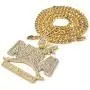 Raonhazae Hip hop Iced Out Never Broke Again (NBA) Pendant w/ 5mm Concave Cuban Chain