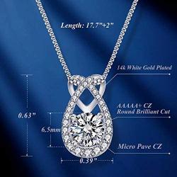Heart Necklace-14k White Gold Plated Teardrop Necklace-5A Cubic Zirconia Heart Pendant Necklace-Jewelry Gifts Necklaces for Women