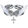 Szxc Jewelry Womens Crystal Guardian Angel Wings Cross Choker Pendant Necklaces 18''+2''