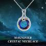 TOUPOP Gifts for Mom 925 Sterling Silver Circle Volcano Crystal Necklace for Women Fake Magnifying Class Pendant Necklace Celtic Jewelry Gifts for Women Girls Mom Grandma Mothers Day Birthday