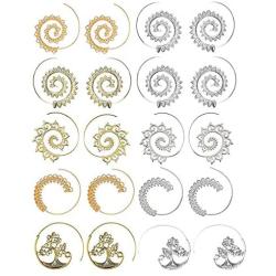 Gold Earrings,Vintage Bohemian Spiral Heart Alloy Dangle Charm Unique Jewelry