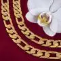 Lifetime Jewelry 11mm Figaro Chain Necklace 24k Gold Plated for Men Women & Teen