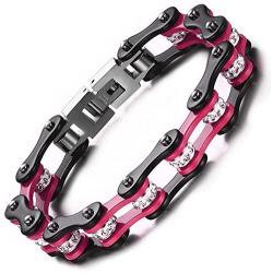 BEMI Cool Style Gothic 10MM Wide Bike Motorcycle Chain Polished Stainless Steel Link Bracelet for Men
