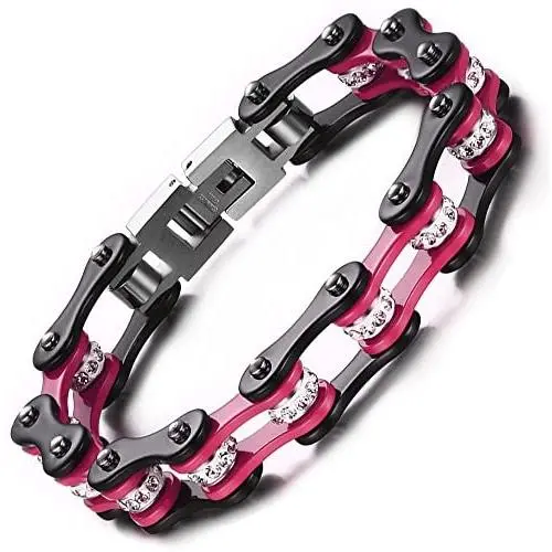 BEMI Cool Style Gothic 10MM Wide Bike Motorcycle Chain Polished Stainless Steel Link Bracelet for Men