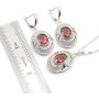 GZJY Red Cubic Zirconia Women Jewelry Set Silver Color Bracelet Earrings Necklace Pendant Jewelry