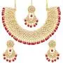 Aheli Faux Kundan Beads Strand Necklace Earrings Maang Tikka Bollywood Traditional Fashion Statement Jewelry Set for Women