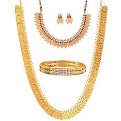 YouBella Jewellery Bollywood Ethnic Gold Plated Traditional Indian Combo of Necklace Jewellery Set with Bangles and Earrings for Women