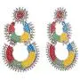 Efulgenz Boho Vintage Antique Gypsy Tribal Indian Oxidized Silver Enamel Floral Chandbali Big Dangle Earrings Set Jewelry Efulgenz Boho Vintage Antique Gypsy Tribal Indian Oxidized Silver Enamel Floral Chandbali Big Dangle Earrings Set Jewelry