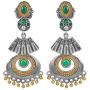 Aheli Antique Style Boho Indian Oxidized Dangle Earrings Faux Stone Studded Ethnic Wedding Fashion Jewelry for Women