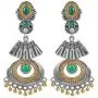 Aheli Antique Style Boho Indian Oxidized Dangle Earrings Faux Stone Studded Ethnic Wedding Fashion Jewelry for Women