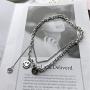 YERTTER 2 Tier Heavy Gothic Grunge Smile Pendant Necklace Statement Short Chain Punk Multilayer Steel Material Choker Necklace for Women
