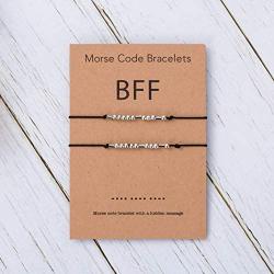 Friendship Bff Bracelet Morse Code Jewelry set of 2 Birthday Gifts Bracelet for Friends Best friend Handmade String Cord Adjustable Bracelet