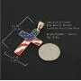 Cross Pendant American Flag Patriotic Cross Religious Jewelry Enamel Pendant Necklace Tribal Charm Geometric Necklace Metal Clavicle Punk Fashion Street Necklace for Women Girls Men
