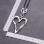 Silver Lover Heart Pendant Fashion Jewelry Black Leather Necklace for Women Long Rope Chain Chokers