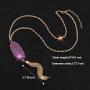 Wowanoo Tassel Necklaces for Women Long Pendant Chain Necklace Oval Stone Necklace Bohemian Sweater Jewelry
