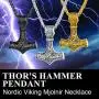 Richsteel Thors Hammer Pendant Mjolnir Necklace for Men Women 316 Stainless Steel/18K Gold Plated/Black Viking Nordic Jewelry(with Gift Box)